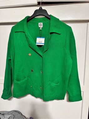 Anne Klein Emerald Green Knit Cardigan